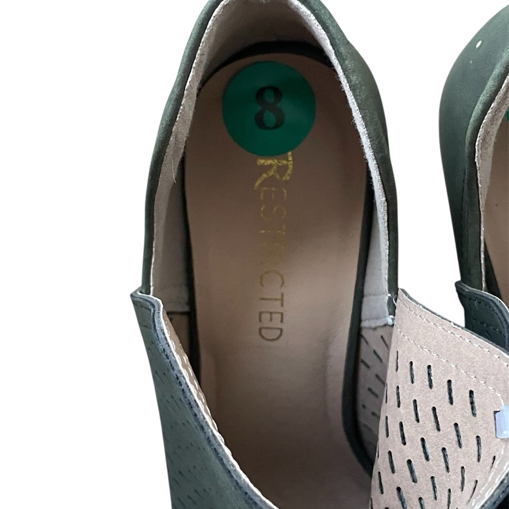 Restricted Dark Green Peep-Toe Ankle Booties - Picture 3 of 6